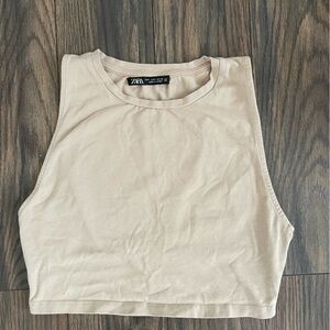 Zara beige cropped tank top size S